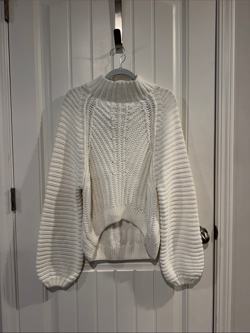 NWT Free People Cozy Cable-Knit White Turtleneck Sweater